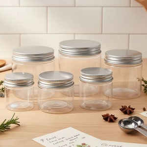 Wholesale Food Grade 1oz 2 oz 3oz 4 oz 8 oz 16oz 80g 120g 250g 500ml clear Empty PET Cosmetic <b>Plastic</b> <b>Jar</b> With Silver Screw Cap - Product Image 1
