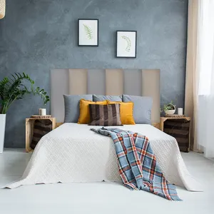HJ Customized bedroom decor 3d padded wall panel cushion background upholstered leather foam wall panels headboard panels