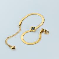 Pulsera de Trébol de Cuatro Hojas con Flor Clásica para Mujer, Chapada en Oro de 18K, Cadena Cubana de Acero Inoxidable, Resistente al Agua, ¡Gran Venta!