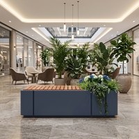 Banc de jardin extérieur moderne avec jardinière intégrée, banc long pour parc commercial, chaise avec pot de fleurs