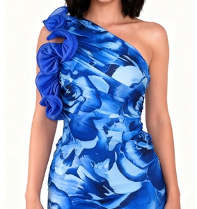 ชุดเดรสแฟชั่นเซ็กซี่ลายดอกไม้ 3 มิติ แบบไม่มีแขน ช่วยกระชับสัดส่วนสำหรับผู้หญิง - Product Image 4