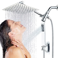Kit de douche transfrontalier pressurisé en acier inoxydable chromé de 8 pouces avec pommeau de plafond et douchette à main