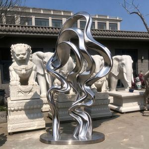 FactoryRealShotLarge MirrorPolished StainlessSteelGeometric Animal Sculpture, Abstract Faceted Metal Statue ForOutdoor ParkPlaza - Product Image 3