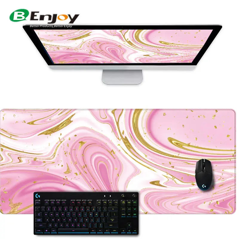 Alta qualidade Rosa textura personalizado Extra Large XXL teclado mouse pad tapetes