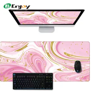 Tapis de souris pour clavier XXL extra large personnalisé à texture rose de haute qualité