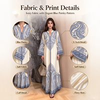 Abaya Chic et Élégante pour Femme, Robe Musulmane Brodé(e) Faite à la Main en Polyester, Longueur Cheville, Manches Longues, Respirante, pour Mariage Hivernal