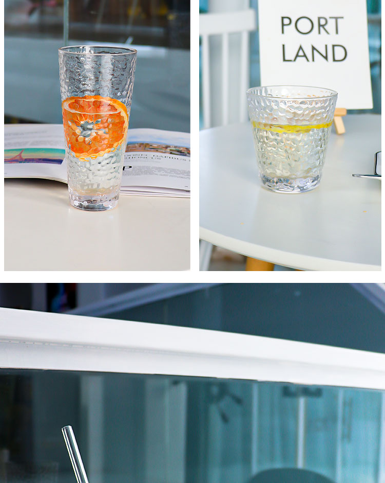 Multi size creative high capacity crystal drinking glasses Whiskey glass cups hammer pattern glass water glasses with gold rim