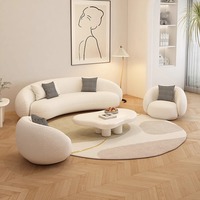 Canapé une place en tissu PU style crème, ensemble de meubles pour salon de beauté, réception, petit appartement, salon moderne, design incurvé