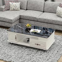 Table basse en verre trempé de style européen moderne, meuble TV en bois, ensemble marbre pour petits appartements, mobilier de salle à manger, salon et coin thé