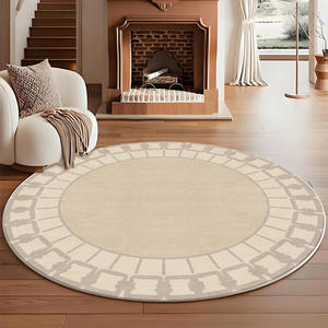 Tapis rond imitation cachemire, motif géométrique hiver 2025, velours bouclé, pour salon, chambre, maison - Product Image 1
