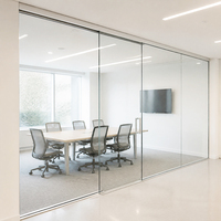 Cloison de séparation en verre sans cadre sur mesure OEM/ODM, cloison de séparation en verre trempé pour salle de réunion de bureau, pour la conception de bâtiments commerciaux