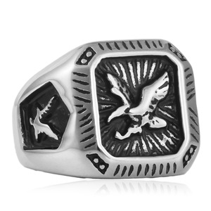 Bague pour homme en acier inoxydable, motif aigle, ton argenté et doré, style rétro punk, design animalier, bijou cadeau 280721 - Product Image 5
