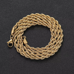 Chaîne de 4 mm, bijoux hip-hop, collier tendance pour homme en acier inoxydable, chaîne plaquée or, collier polyvalent Tanjing Fashion Lijing - Product Image 1