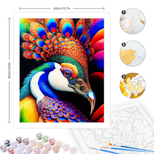 Pintura por Números, Colorido Pavo Real, Dibujo sobre <span class=keywords><strong>Lienzo</strong></span> <span class=keywords><strong>para</strong></span> Decoración del Hogar, Kits de Pintura, Regalo DIY, 40x50cm/16x20 pulgadas - Product Image 3