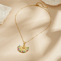 Collier Pendentif Croissant Bohème en Acier Inoxydable avec Perles Multicolores, Anti-ternissement, Style Ethnique Vintage, Idéal Cadeau Bijou