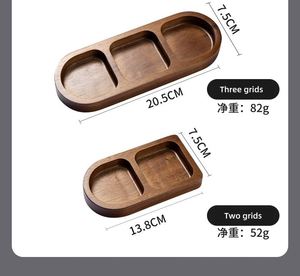 Assiettes ovales jetables en bois d'acacia durable à deux ou trois compartiments pour barbecues, hot pot, cornichons, sauces, hôtels - Product Image 4