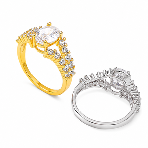 Anello Aperto Regolabile con Quattro Punte e Pietra Colorata, Anello Decorativo da Dito per Donne - Product Image 1