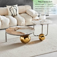 OKAY Luxuriöser Runder Ineinander Stellbarer 2-teiliger Langlebiger Umweltfreundlicher Wohnzimmer-Couchtisch Modern Minimalistisch aus Marmor und Sinterstein