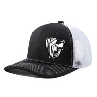 Casquette de camionneur pour homme à impression numérique personnalisée, 6 panneaux, en coton et maille, réglable, respirante, pour Halloween, fête, sport en plein air