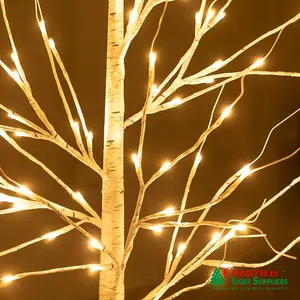 Luz de árbol artificial de abedul blanco personalizada, decoración de habitación de árbol LED, árbol de boda de Navidad