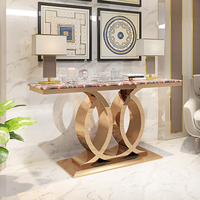 Table console moderne de luxe pour salon, entrée, couloir étroit, table d'entrée, plateau en marbre avec acier inoxydable, 2021