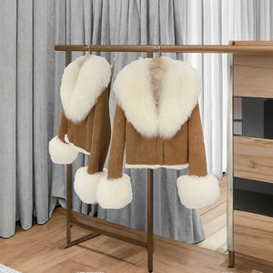 Chaqueta de invierno para mujer 2026, de gamuza regular con cuello de piel de zorro, abrigo grueso de motociclista, transpirable, impermeable, cálido, informal, tejido. - Product Image 3