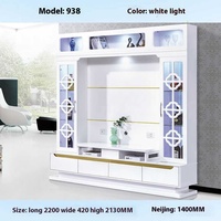 OEM Or Miroir Éclairage Led Bois Design Dernier Salon Coin Noir Meilleur Ensemble de Placards de Luxe en Bois Table Basse Support Tv