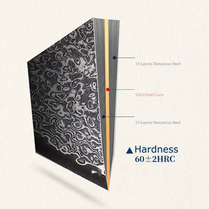 <span class=keywords><strong>Couteau</strong></span> de chef de cuisine japonais Damas 8 pouces en acier Damas VG10 avec manche en résine bleue - Product Image 5