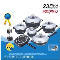 Ensemble complet de 23 ustensiles de cuisine en aluminium épais antiadhésifs avec double poêle grill pour usage domestique quotidien, fabricant chinois B2B