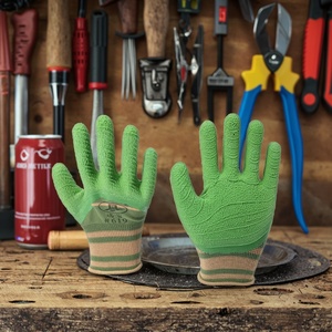 Guantes Verdes de Punto de Calibre 10 con 5 Hilos, Recubrimiento de Látex Arrugado en la Palma, Sin Costuras, para Uso General - Product Image 3