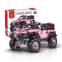 Ensemble de briques XMORK Pink Offroad SUV, 2471 pièces, simulation de camion tout-terrain, ensemble de blocs de construction mécaniques pour exposition