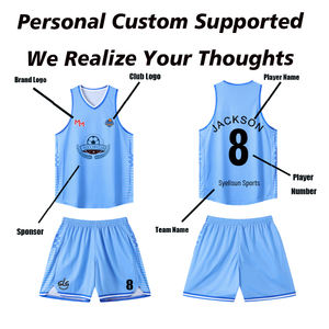 Disesuaikan 100% poliester pria pakaian olahraga basket Set celana pendek Jersey bernapas dengan Logo disesuaikan atasan basket kosong - Product Image 2