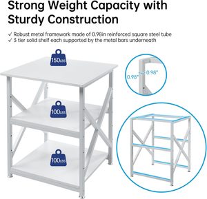 Supporto per Stampante Grande, Tavolo Quadrato per Stampante con Ripiano Portaoggetti, Carrello Porta Stampante a 3 Livelli con Ruote Industriali per Casa e Ufficio - Product Image 5