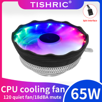 Ventilateur de refroidissement CPU silencieux TISHRIC 120 mm RGB 3 broches Radiateur Intel LGA 1151 1155 1156 1366 775 AMD AM2 AM3 AM4 Application du ventilateur de refroidissement