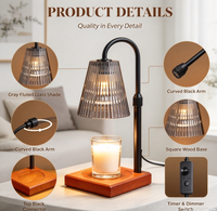 Lampe chauffe-bougie à intensité variable avec minuterie, chauffe-cire électrique réglable en hauteur, gris fumé, décoration d'intérieur, cadeaux d'anniversaire