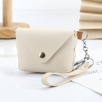 Porte-monnaie en cuir PU couleur unie, mini porte-clés, porte-monnaie à boucle, sac à main, porte-clés créatif