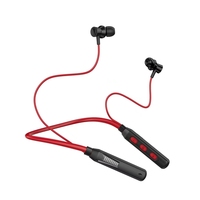 Headset olahraga Bluetooth nirkabel, earphone olahraga gantung leher tahan air dengan tampilan baterai LED