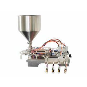 Machine de remplissage semi-automatique à double tête à piston BANMO MS-TSA-03 avec grande trémie en acier inoxydable 304 - Product Image 1