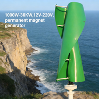 Éolienne verticale compacte 1 kW pour toit, 12V 24V 48V, légère, pour montage sur bâtiment/balcon