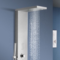 Ensemble de colonne de douche cascade en acier inoxydable chromé moderne et contemporain double tour murale souple jets de massage panneaux de douche