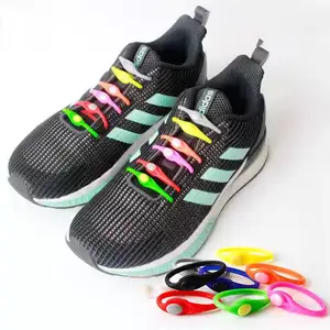 HF Colorful Children And Old People Lazy No Tie Stretch Elastic Silicone Shoelaces For Shoes