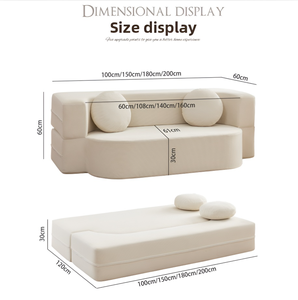Canapé modulaire sectionnel en velours côtelé tissé, compressible et pliable pour petit appartement, salon ou sieste - Product Image 6