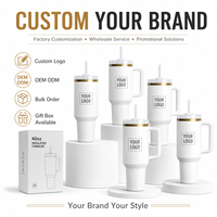 Gobelet isotherme portable en acier inoxydable de 40 oz, sans BPA, avec logo personnalisé de luxe, motif ours mignon et poignée