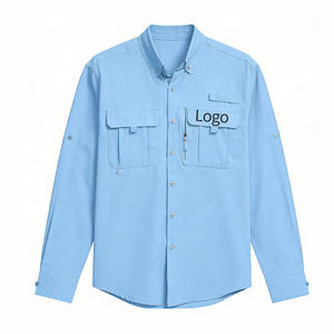 Logotipo personalizado Fisherman Button up Down Royal <span class=keywords><strong>Blue</strong></span> Spf50 Proteção Uv Secagem Rápida Manga Longa Camisas De Pesca Com Bolso para Homens - Product Image 2
