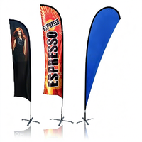 Drapeaux de plage personnalisés en polyester avec mât en fibre de verre pour la promotion des restaurants et tailles sur mesure