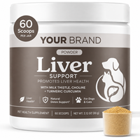 Poudre de soutien hépatique pour chiens et chats, choline, vitamine E, complexe B, santé cellulaire, soutien nutritionnel, suppléments pour animaux de compagnie OEM ODM