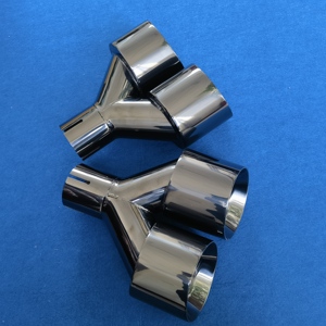 Haute qualité 2.5 "entrée <span class=keywords><strong>4</strong></span>" titane noir acier inoxydable Double embout d'échappement tuyau d'échappement - Product Image 3