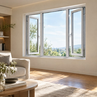 Fenêtre à battant en aluminium à pont thermique, modèles multiples personnalisés en usine, persienne moderne insonorisée, étanche et résistante au vent pour villa