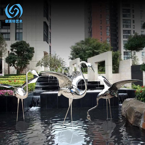 Stainless Steel Flamingo Figurines Polished Outdoor Garden Ornaments Modern Zen Courtyard Decor Handmade Bird Sculpture - Product Image 2