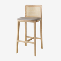 Chaise de bar de luxe en rotin américain, tabouret de bar nordique avec dossier, chaise en bois – Vente en gros